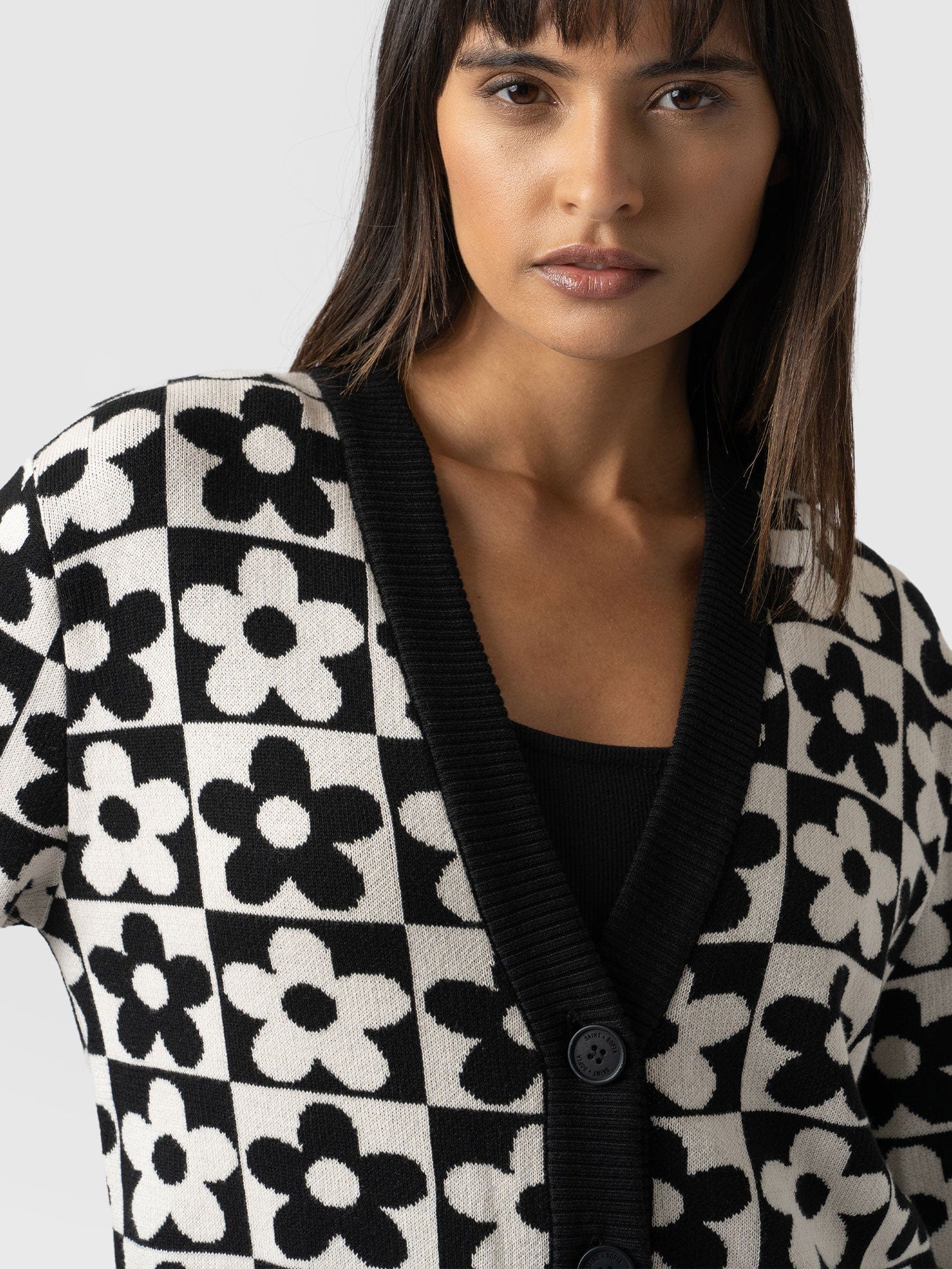 Eden Cardigan - Monochrome Flower